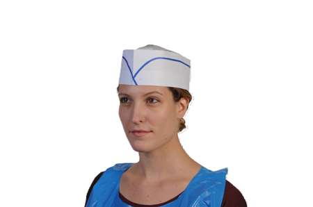 Image de Calot papier réglable liseré bleu - Boîte de 100