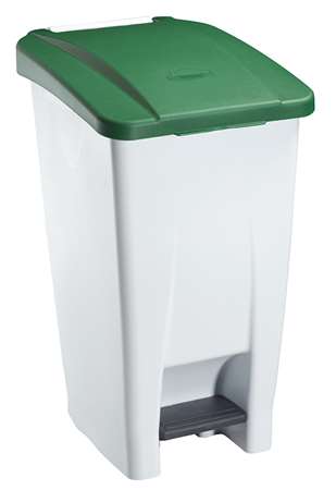 Image de Poubelle mobile à pédale 60L Blanc / Vert MOBILY