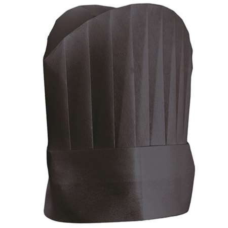 Image de Toques continental chef's noir 'Round top' H25cm -Paquet 10u