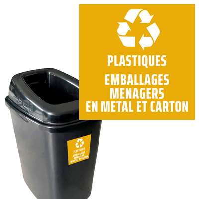 Image de Etiquette tri  JAUNE (Plastique  Embal Ménager Metal Carton)