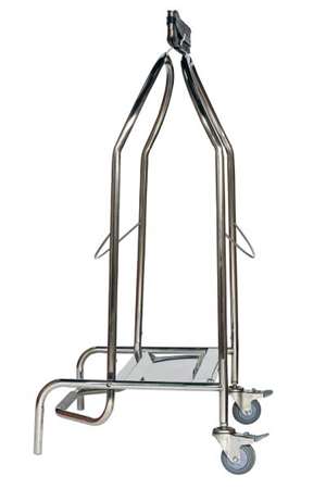 Image de Porte-sac à pince 110L inox 304 - 2 roues caoutchouc