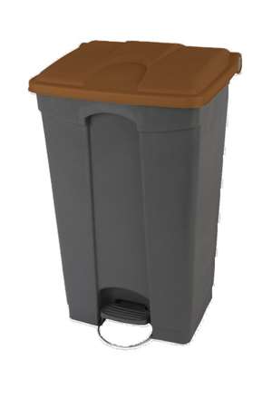 Image de Collecteur à pédale 90L corps GRIS couvercle MARRON