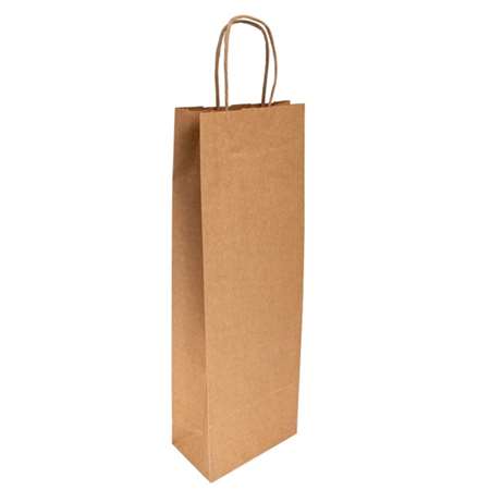 Image de Sacs Kraft Naturel anses 1 bouteille 14+8x40cm - Colis 250
