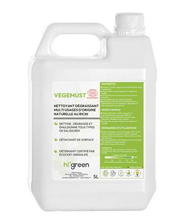 Image de VEGEMUST Nettoyant dégraissant multi usages ricin - Bidon 5L