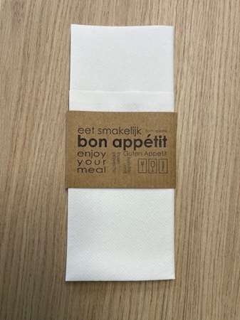 Image de Pochello AIRLAID BLANC 33x40cm 'Bon Appétit' - Colis 500